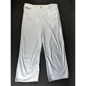 Self Contrast Pants Womens Large White Wide Leg Raw Hem High Rise Preppy
